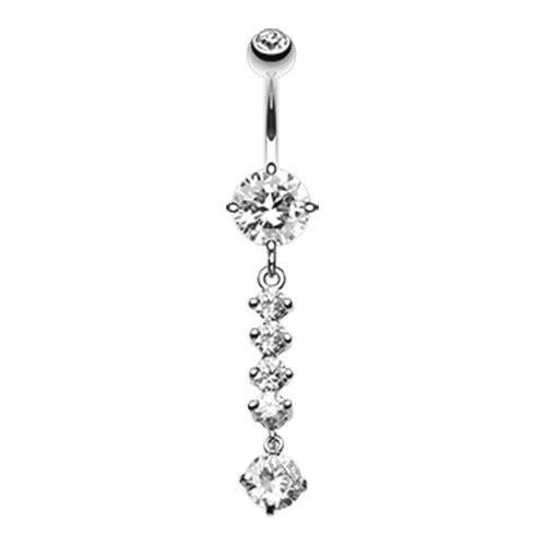 Elite Multi Gem Cubic Zirconia Belly Buton Ring Navel Ring Impulse Piercings Clear