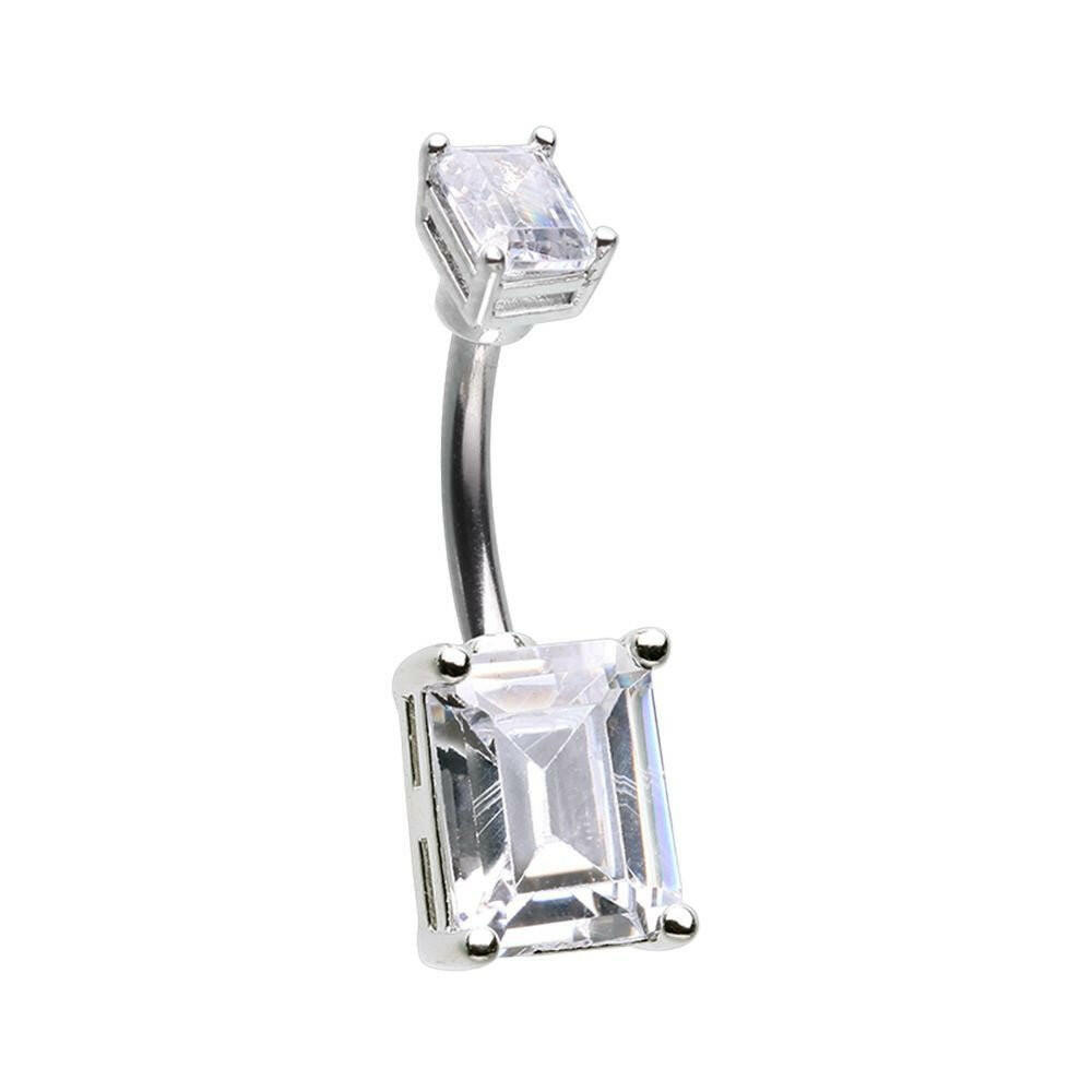 Emerald Cut Cubic Zirconia Belly Button Ring Navel Ring Impulse Piercings