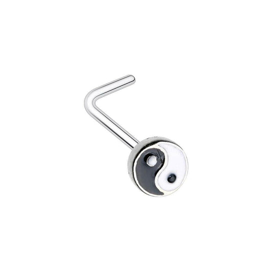 Enamel Yin Yang L-Shape Nose Ring Nose Ring Impulse Piercings