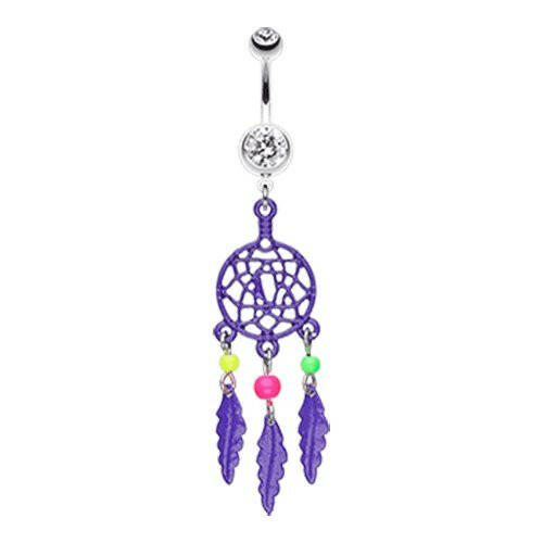 Enchanted Links Dream Catcher Belly Button Ring Navel Ring Impulse Piercings Purple