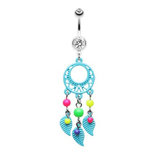 Enchanted Loop Dream Catcher Belly Button Ring Navel Ring Impulse Piercings Aqua