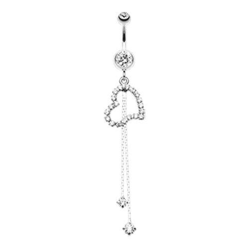 Enchanting Curvatious Heart Belly Button Ring Navel Ring Impulse Piercings Clear