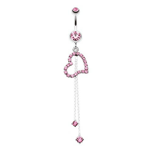 Enchanting Curvatious Heart Belly Button Ring Navel Ring Impulse Piercings Light Pink