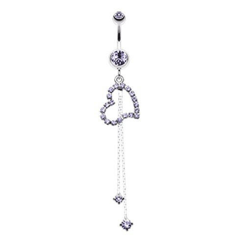 Enchanting Curvatious Heart Belly Button Ring Navel Ring Impulse Piercings Tanzanite