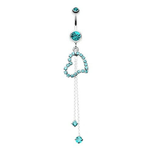 Enchanting Curvatious Heart Belly Button Ring Navel Ring Impulse Piercings Teal