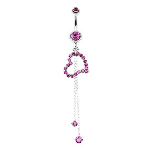 Enchanting Curvatious Heart Belly Button Ring Navel Ring Impulse Piercings Fuchsia