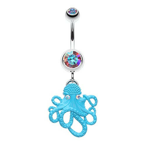 Evil Octopus Belly Button Ring Navel Ring Impulse Piercings Aurora Borealis