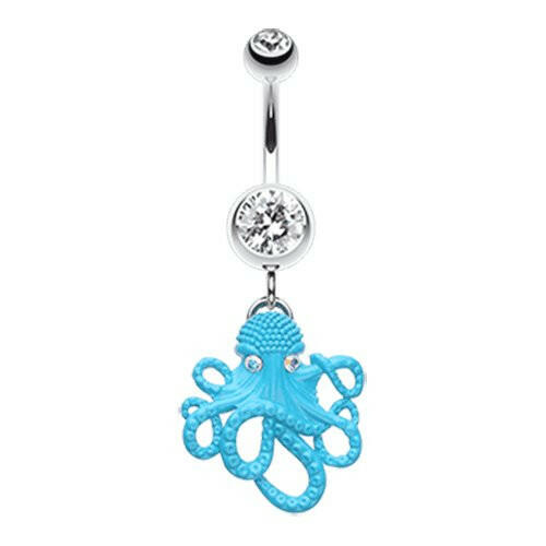 Evil Octopus Belly Button Ring Navel Ring Impulse Piercings Clear