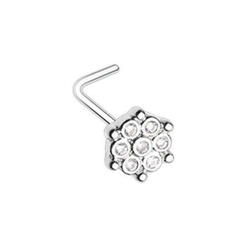 Extravagant Snowflake CZ L-Shape Nose Ring Nose Ring Impulse Piercings