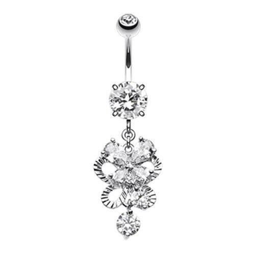 Exuberant Cubic Zirconia Butterfly Chandelier Belly Button Ring Navel Ring Impulse Piercings Clear