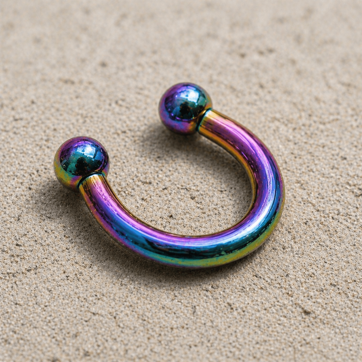 Fake Septum Ring 10G Horseshoe No Piercing PVD Stainless Steel Removable Balls