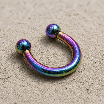 Fake Septum Ring 10G Horseshoe No Piercing PVD Stainless Steel Removable Balls