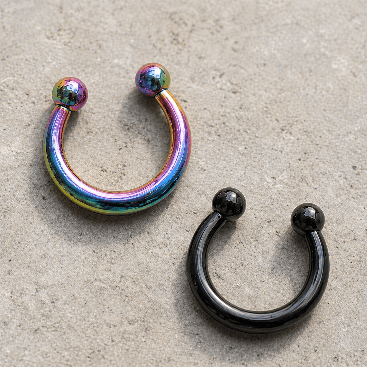 Fake Septum Ring 10G Horseshoe No Piercing PVD Stainless Steel Removable Balls