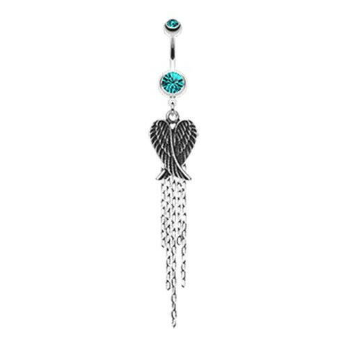 Fallen Angel Wings Belly Button Ring Navel Ring Impulse Piercings Teal