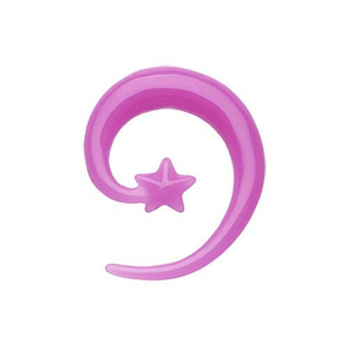 Falling Star Spiral Acrylic Ear Gauge Spiral Hanging Taper Tapers Impulse Piercings 14 GA (1.6mm) Purple