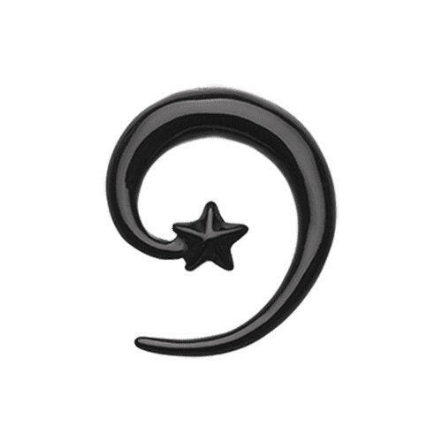 Falling Star Spiral Acrylic Ear Gauge Spiral Hanging Taper Tapers Impulse Piercings 10 GA (2.4mm) Black