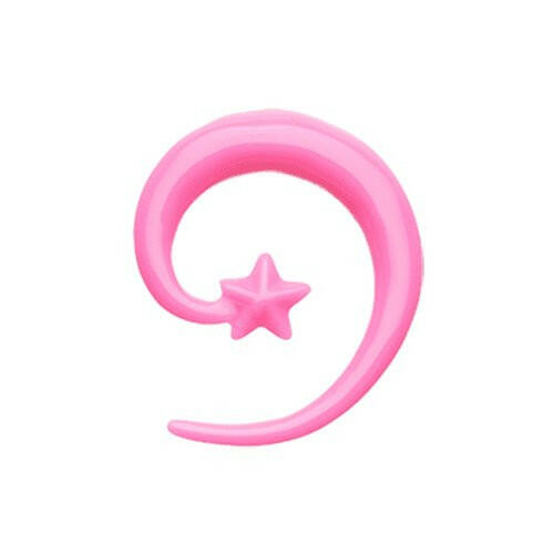 Falling Star Spiral Acrylic Ear Gauge Spiral Hanging Taper Tapers Impulse Piercings 14 GA (1.6mm) Pink