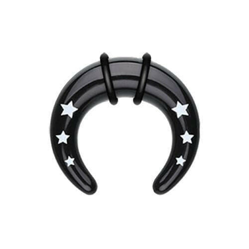 Falling Stars Acrylic Ear Gauge Buffalo Taper Tapers Impulse Piercings 6 GA (4mm) Balck