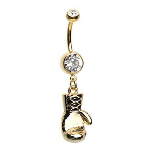 Fight For What You Love Boxing Glove Belly Button Ring Navel Ring Impulse Piercings Clear