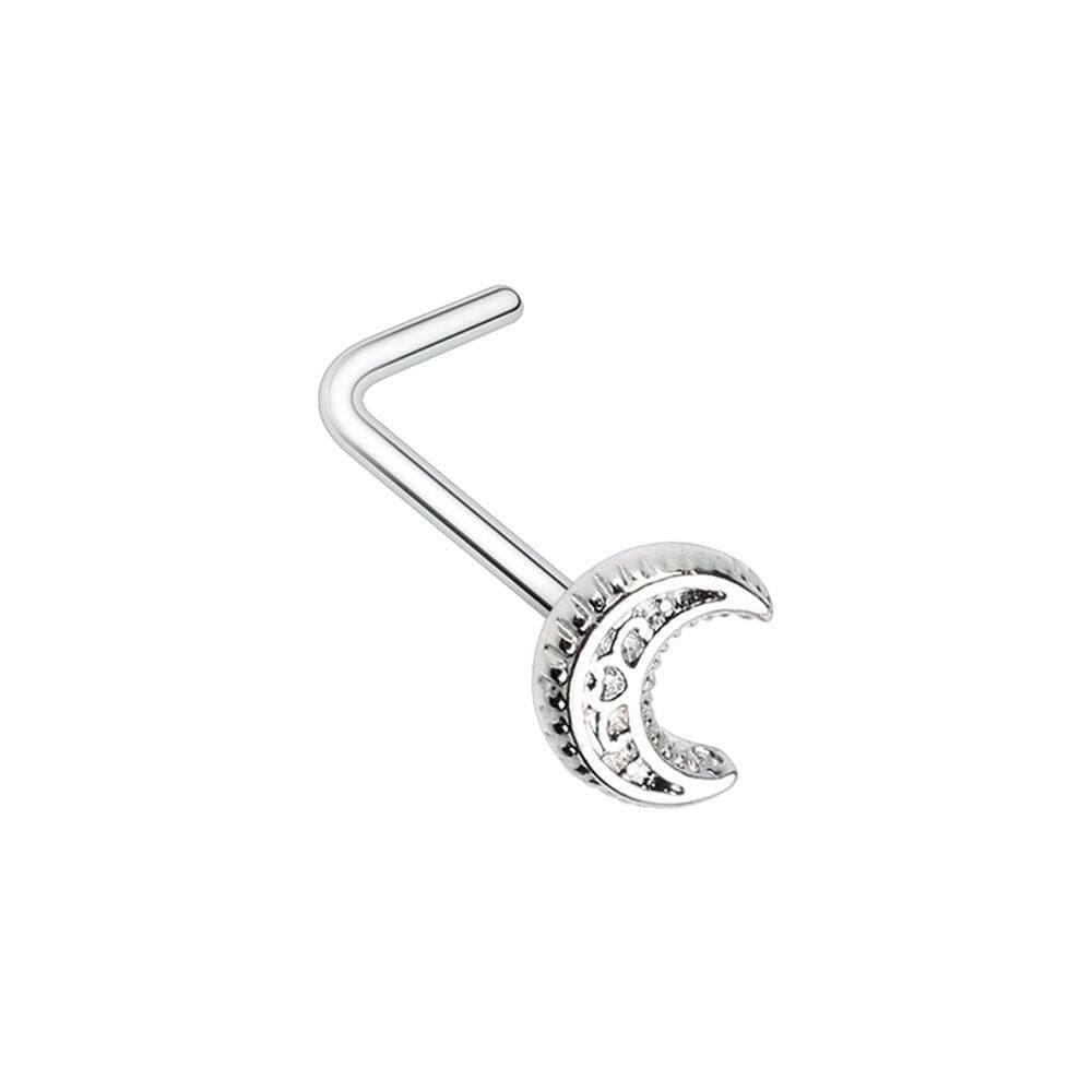 Filigree Moon L-Shape Nose Ring Nose Ring Impulse Piercings