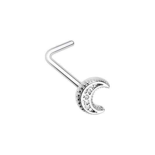 Filigree Moon L-Shape Nose Ring Nose Ring Impulse Piercings