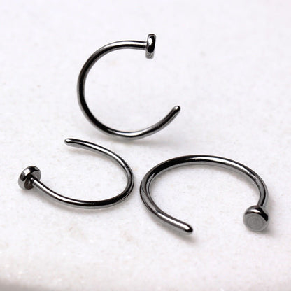 316L Stainless Steel Nose Hoop Ring with Flat End - Skin Metals