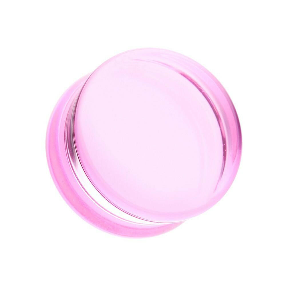 Flat Glass Natural Stone Double Flared Ear Gauge Plug Earrings Plug Earrings Impulse Piercings 2 GA (6.5mm) Pink