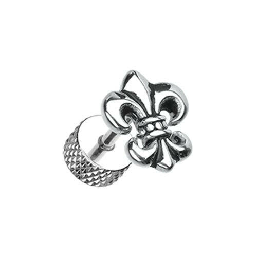 Fleur De Lis Steel Fake Plug Earrings Fake Plug Earrings Impulse Piercings 16 GA (1.2mm)