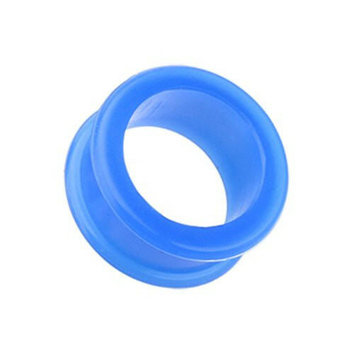 Flexible Silicone Double Flared Ear Gauge Tunnel Plug Plugs Impulse Piercings 8 gauge (3.2mm) Blue