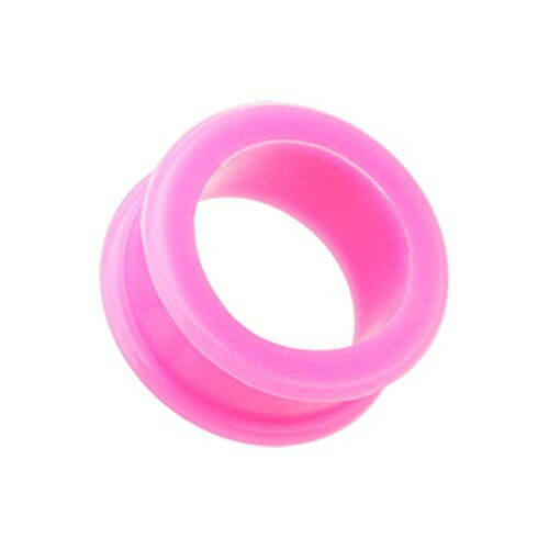 Flexible Silicone Double Flared Ear Gauge Tunnel Plug Earrings Plug Earrings Impulse Piercings 8 GA (3.2mm) Pink