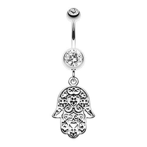 Floral Filigree Hamsa Belly Button Ring Navel Ring Impulse Piercings