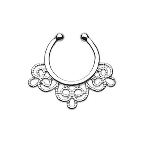 Florid Filigree Fake Septum Clip-On Ring Fake Septum Ring Impulse Piercings