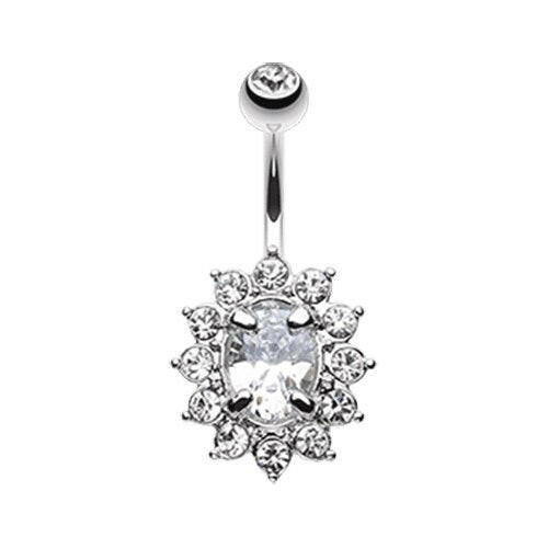 Flower Dazzle Sparkle Belly Button Ring Navel Ring Impulse Piercings Clear