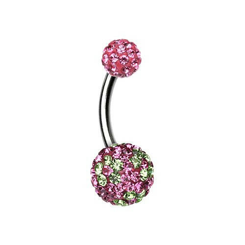 Flower Delight Multi-Sprinkle Dot Belly Button Ring Navel Ring Impulse Piercings Pink/Green