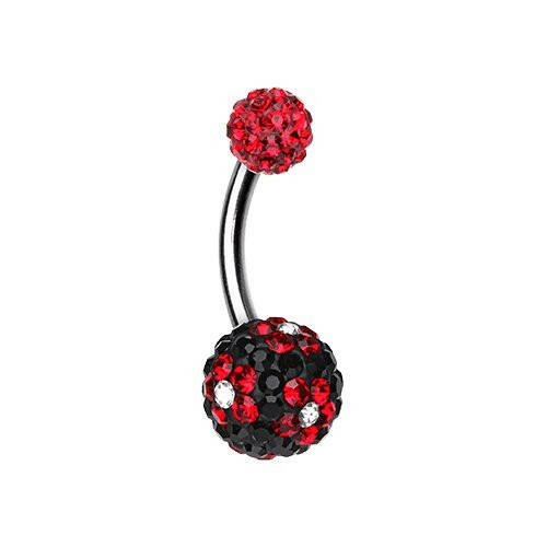 Flower Delight Multi-Sprinkle Dot Belly Button Ring Navel Ring Impulse Piercings Red/Black