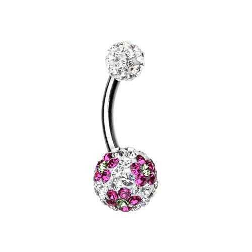 Flower Delight Multi-Sprinkle Dot Belly Button Ring Navel Ring Impulse Piercings Clear/Fuchsia