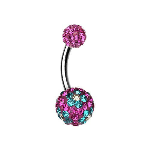 Flower Delight Multi-Sprinkle Dot Belly Button Ring Navel Ring Impulse Piercings Fuchsia/Teal