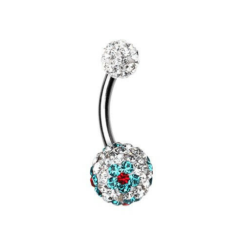 Flower Delight Multi-Sprinkle Dot Belly Button Ring Navel Ring Impulse Piercings Clear/Teal