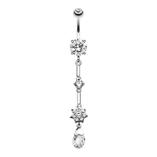 Flower Droplet Cubic Zirconia Belly Button Ring Navel Ring Impulse Piercings