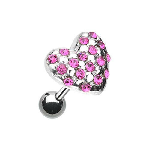 Fluffy Heart Multi-Gem Cartilage Tragus Earring Cartilage Earring Impulse Piercings Fuchsia