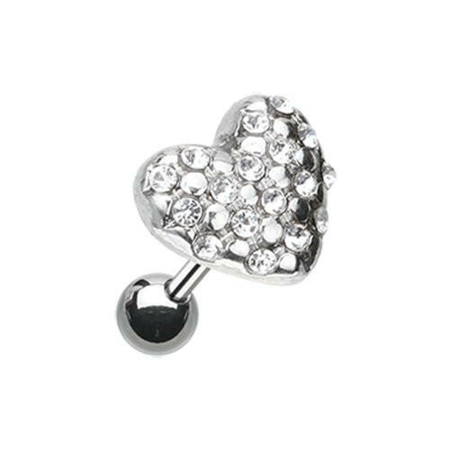 Fluffy Heart Multi-Gem Cartilage Tragus Earring Cartilage Earring Impulse Piercings Clear