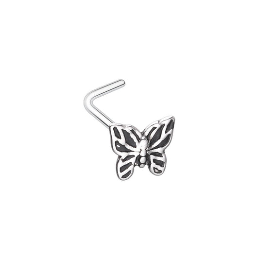 Fluttering Butterfly L-Shape Nose Ring Nose Ring Impulse Piercings