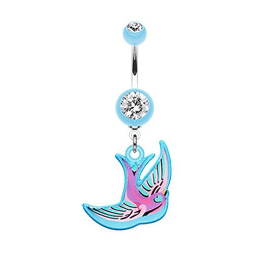 Freedom Bird Belly Button Ring Navel Ring Impulse Piercings Light Blue