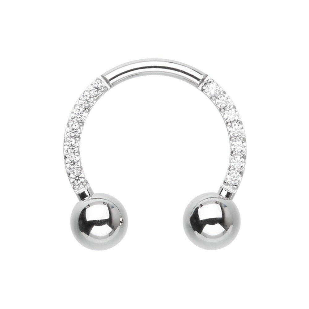 Front Facing Multi Gem Steel Horseshoe Circular Barbell Circular Barbell Impulse Piercings