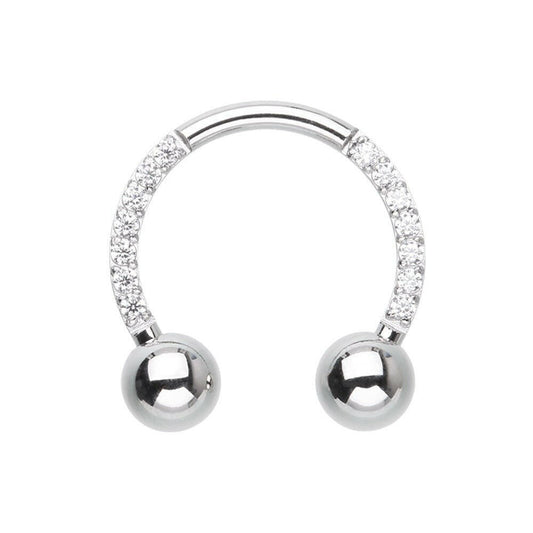 Front Facing Multi Gem Steel Horseshoe Circular Barbell Circular Barbell Impulse Piercings