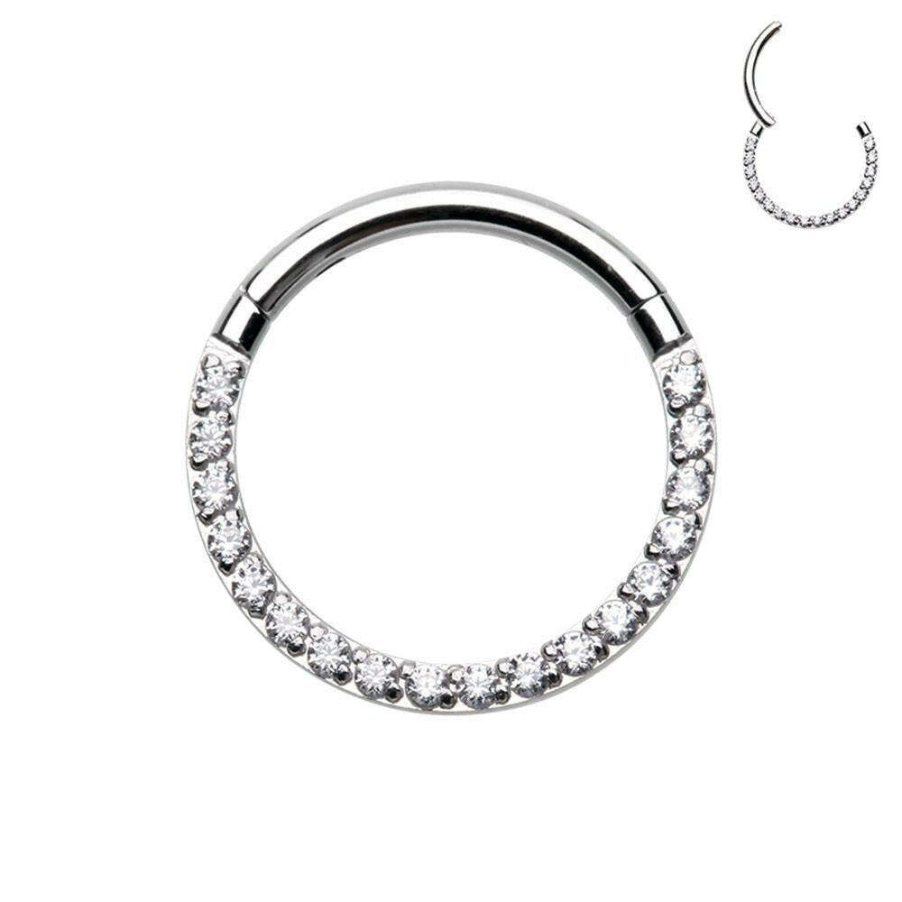 Front Facing Multi Gem Steel Seamless Hinged Clicker Ring Captive Bead Impulse Piercings 5/16" (8mm)