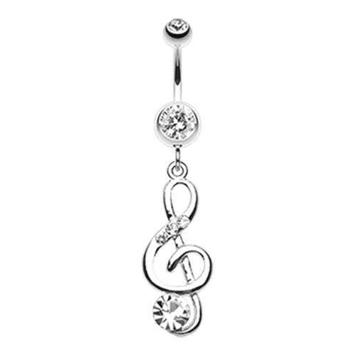 G-Clef Bling Belly Button Ring Navel Ring Impulse Piercings Clear