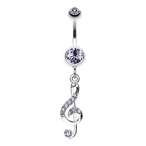 G Clef Music Note Sparkle Belly Button Ring Navel Ring Impulse Piercings Tanzanite