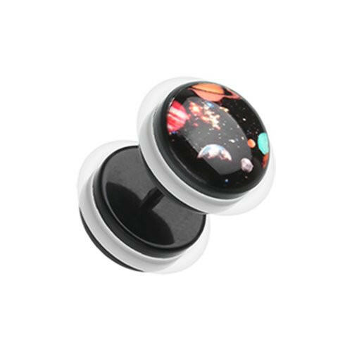 Galaxy Universe Acrylic Fake Plug with O-Rings Fake Plug Impulse Piercings 16 gauge (1.2mm)