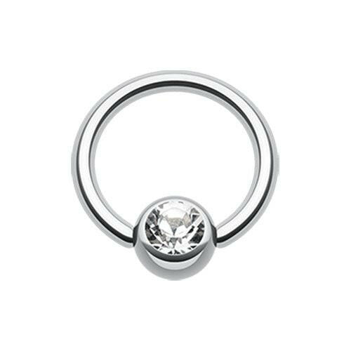 Gem Ball Steel Captive Bead Ring Captive Bead Impulse Piercings 3/8" (10mm) 3/16" (5mm) Clear